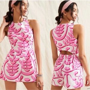 Anthropologie Porridge Pink and White Patterned Romper